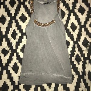 glittery grey and gold blouse